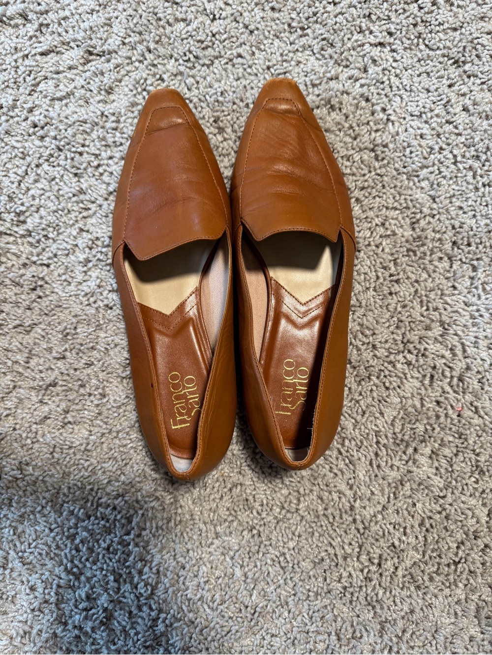 Franco Sarto Balica Loafer Tan Soft Leather Slip-On Pointed Toe Comfort Flat